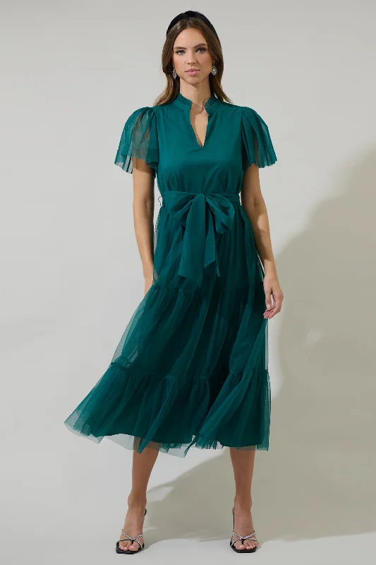 Jimena Tulle Tiered Midi Dress