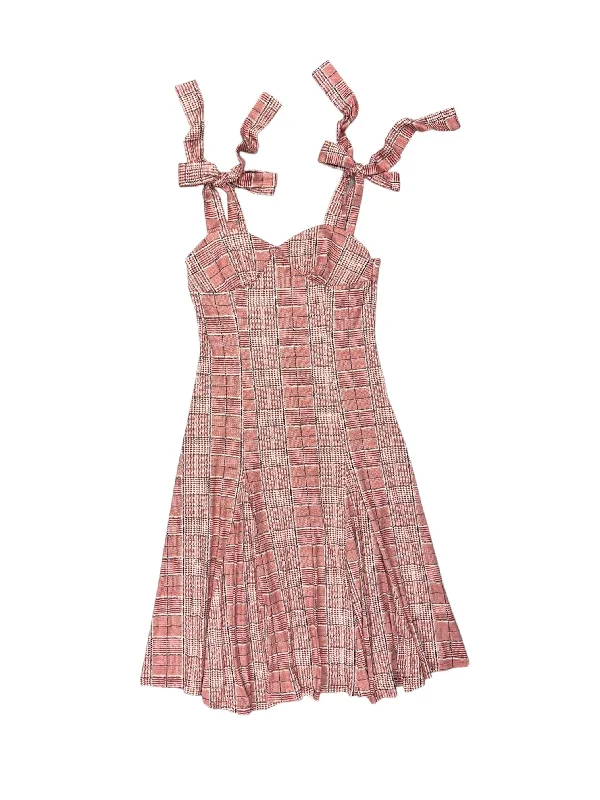 Red & Tan Dress Casual Midi En Saison, Size M