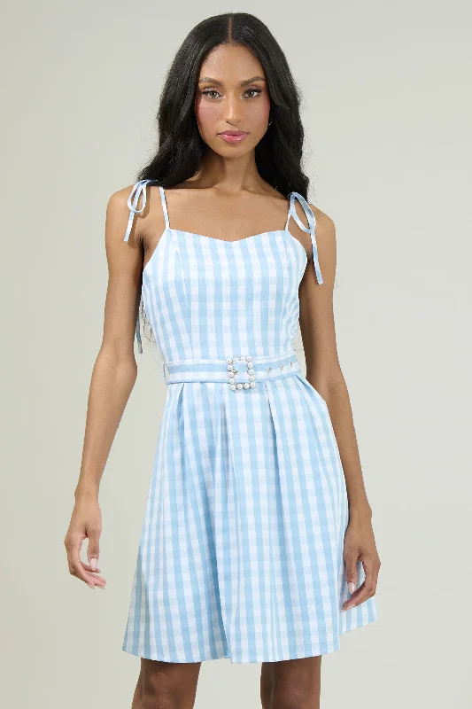 Aurora Checker Pleated Mini Dress