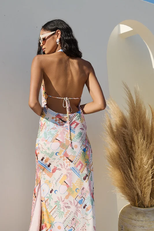 Down The Sunset Yuma Halter Maxi Dress