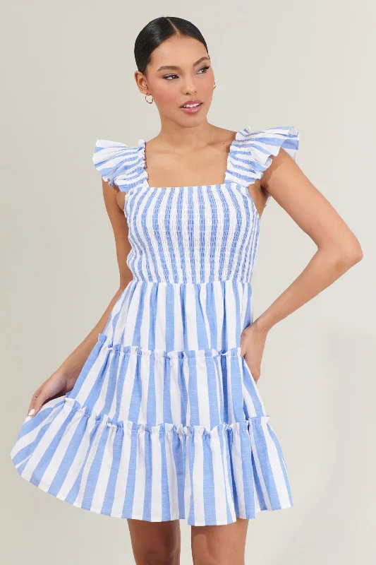 Fays Striped Smocked Mini Dress