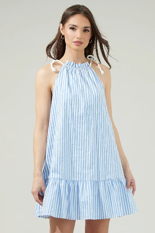 Striped Rumba Halter Mini Dress