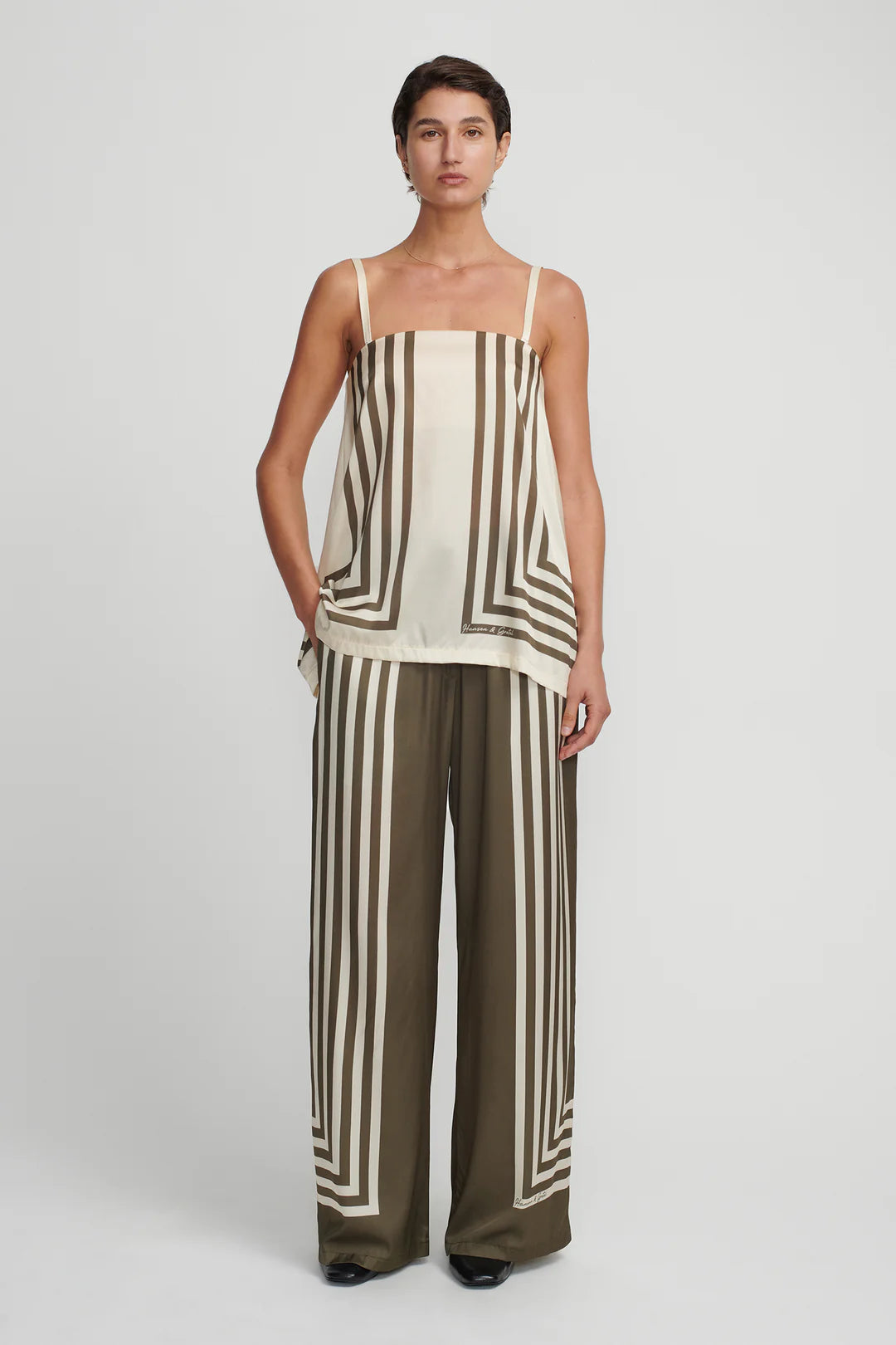 Aaliyah Top - Moss Stripe