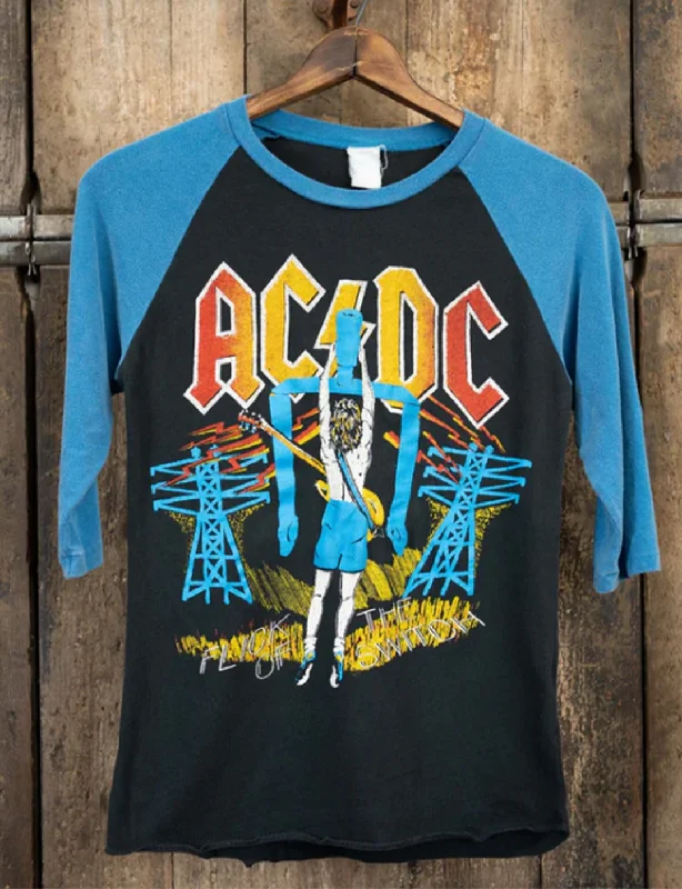 ACDC Flick The Switch '83 Raglan, Coal/Vintage Blue