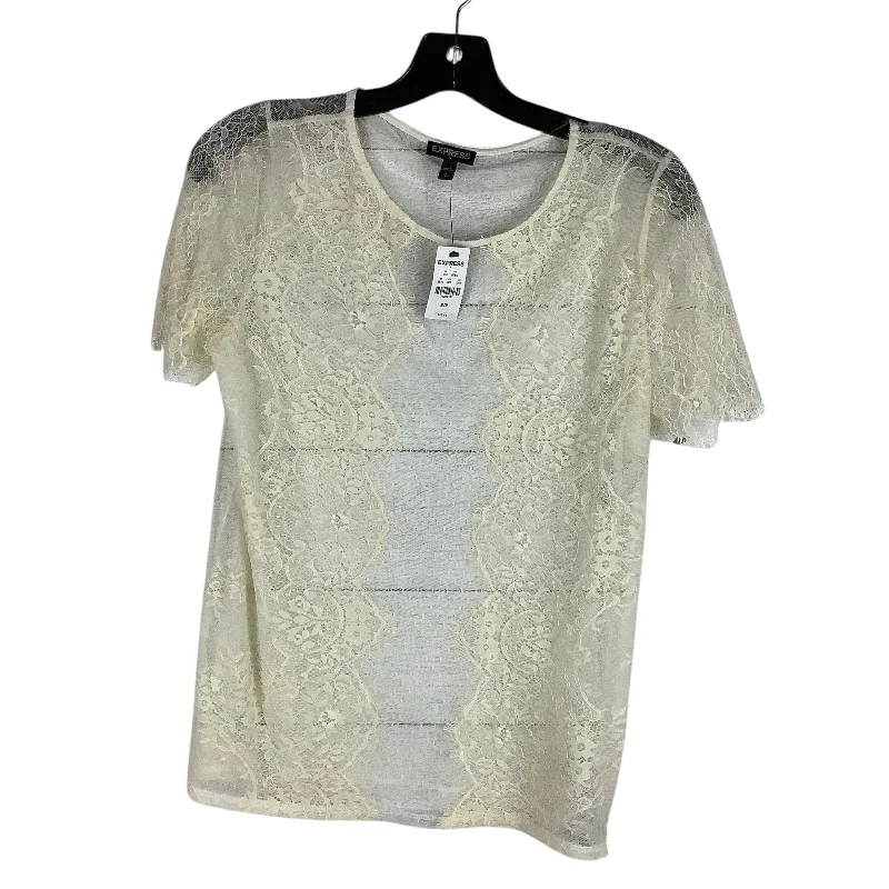 Top Short Sleeve Basic By Express In Cream, Size: S