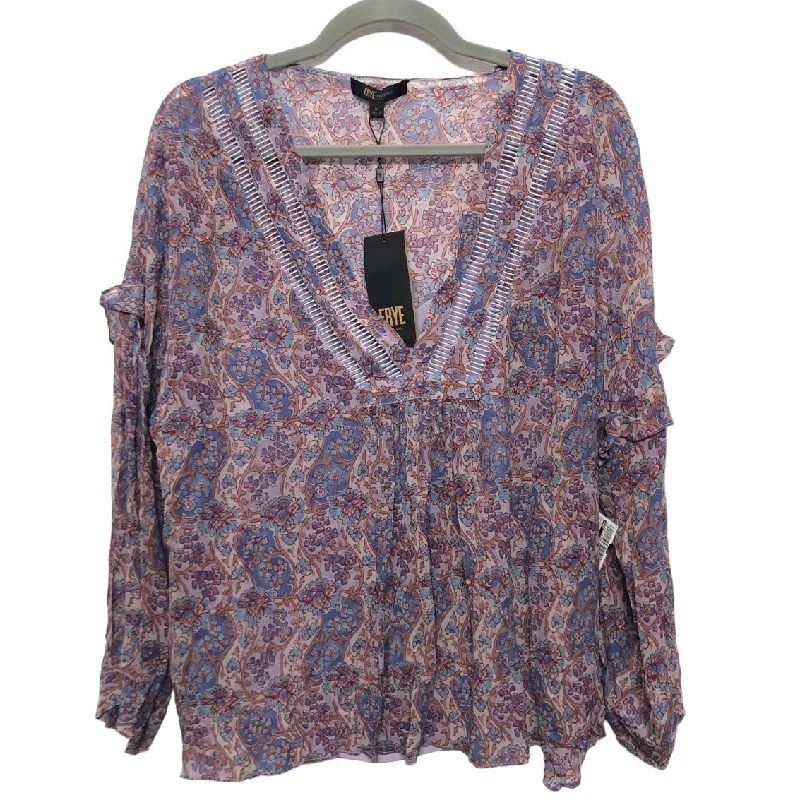 Blouse Long Sleeve By Frye In Blue & Purple, Size: M