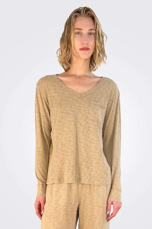 Billie Boyfriend Long Sleeve Tee - Khaki