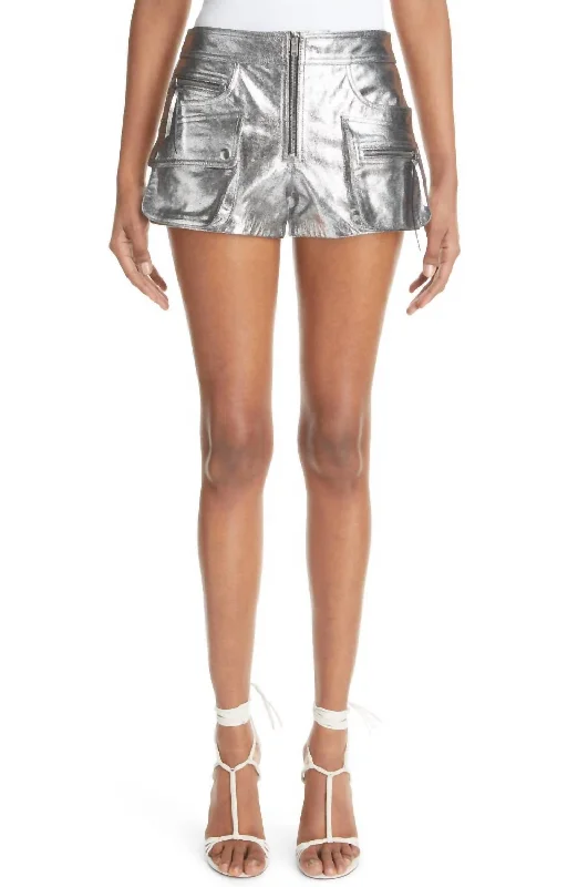 Coria Leather Shorts In Silver