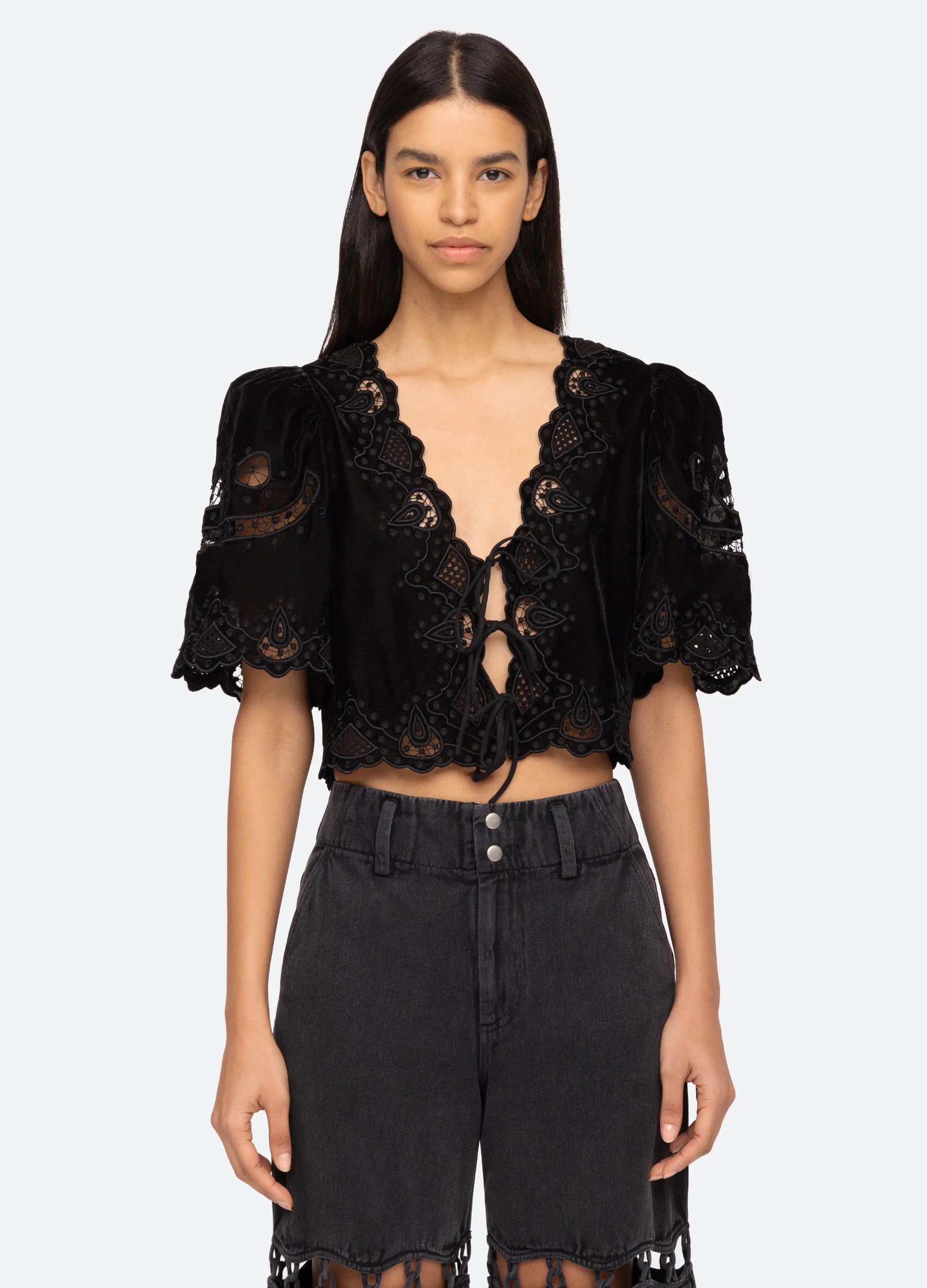 Eliana Tie Top - Black