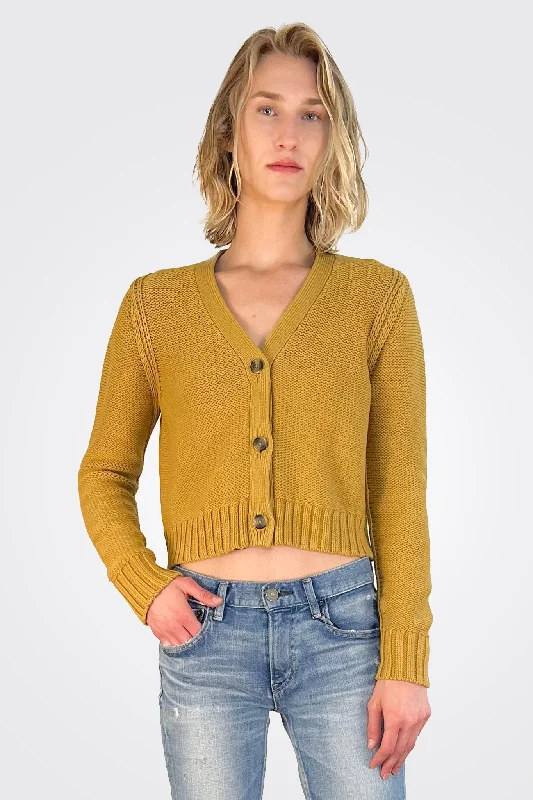 Fran Cropped Cardigan - Dark Turmeric