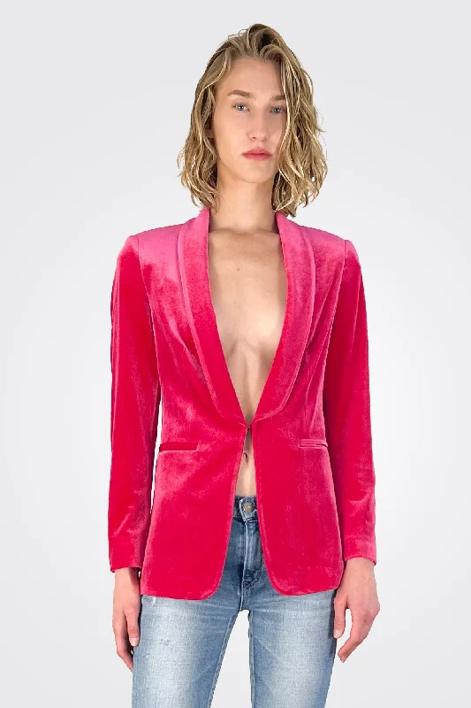 Velvet Smoking Jacket - Pink