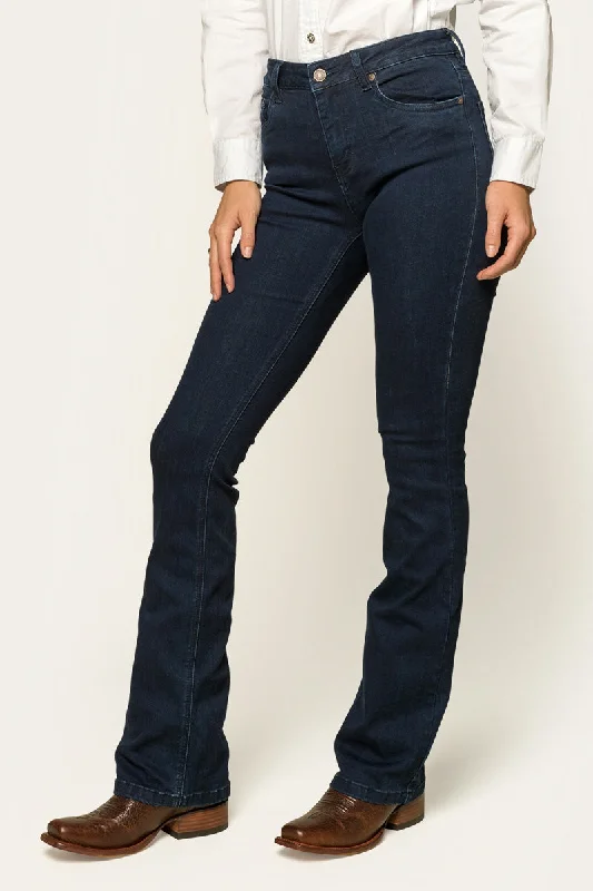 Katherine Womens Mid-Rise Bootleg Jeans - Indigo Blue