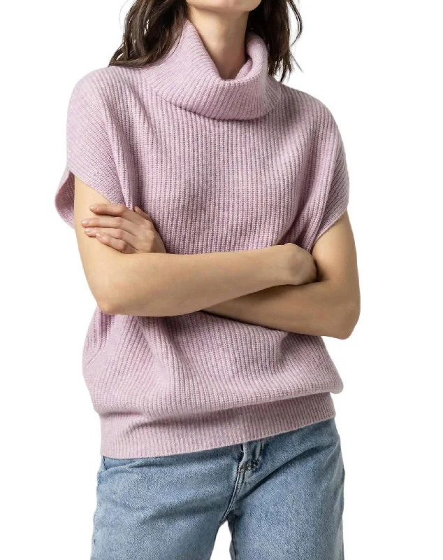 Ribbed Turtleneck Sweater In Lilac