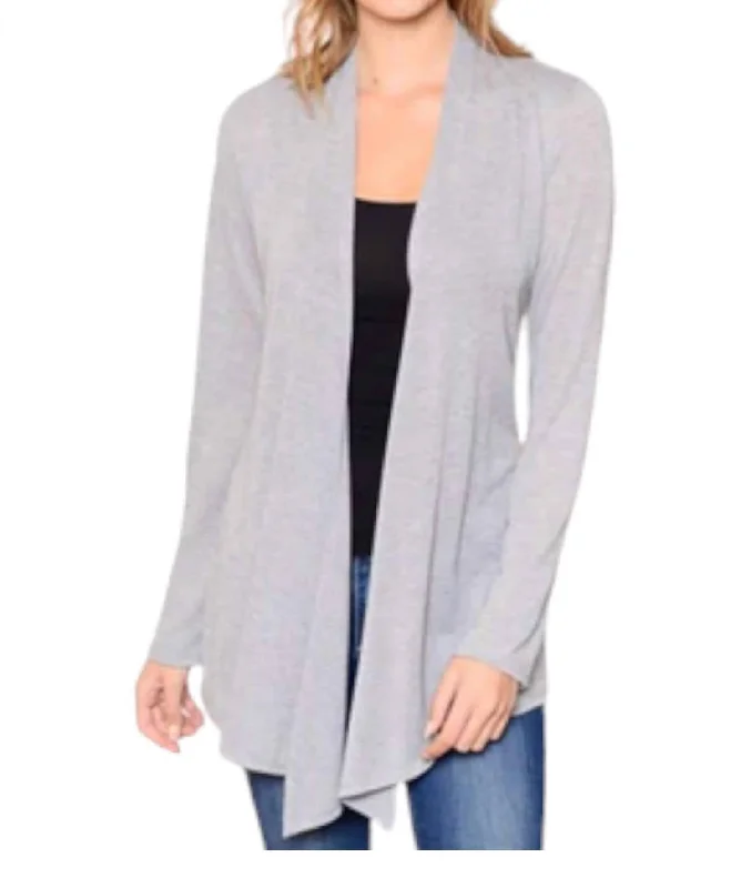 Soft Solid Cardigans In Heathered Grey