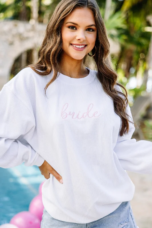 Bride White Corded Embroidered Sweatshirt