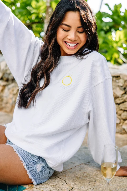 Future Mrs. White Corded Embroidered Sweatshirt