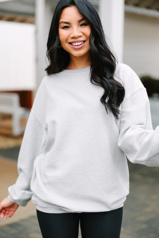 Get Together Silver Gray Corded Sweatshirt