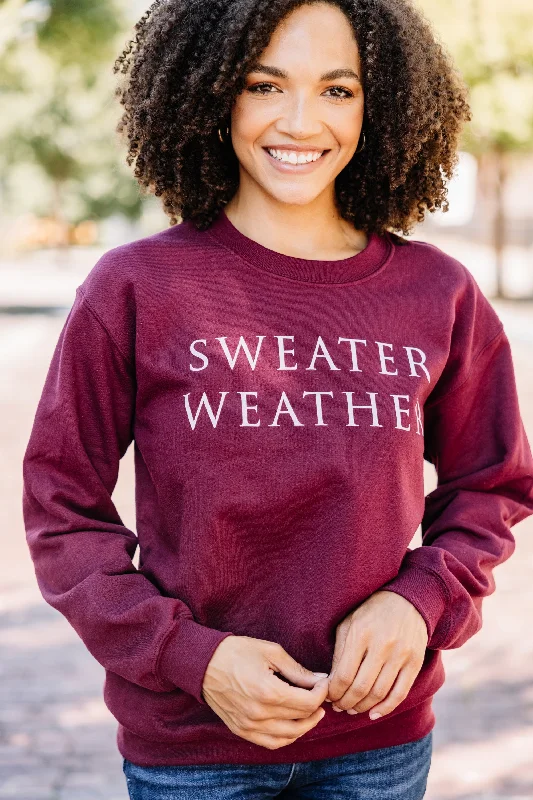 Sweater Weather Maroon Red Graphic Sweatshirt