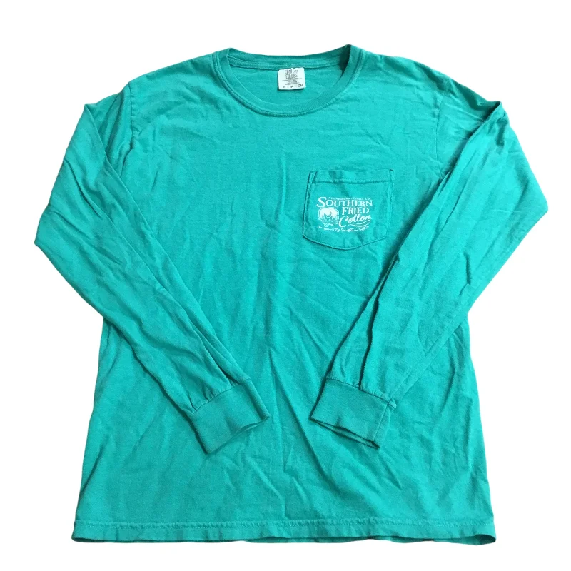 Top Long Sleeve By Comfort Colors In Teal, Size: S