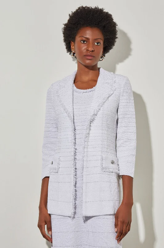 Notch Collar Jacket - Stripe Shimmer Knit