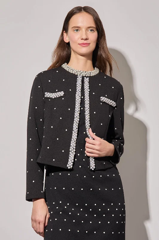 Plus Size Stretch Deco Crepe Embellished Jacket