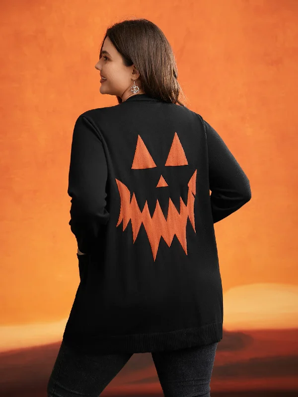 Supersoft Essentials Jack-o-Lantern Jacquard Back Printed Cardigan