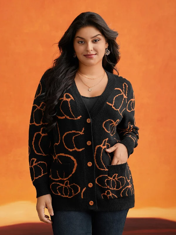 Supersoft Essentials Pumpkin Printed Open Cardigan